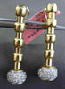 ESTATE LONG 1.10CT DIAMOND 14KT WHITE & YELLOW GOLD CIRCULAR DOME DROP EARRINGS
