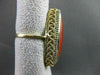 ANTIQUE MASSIVE 14K WHITE & YELLOW GOLD AAA CORAL ELONGATED COCKTAIL RING #22029