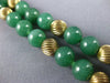 ANTIQUE AAA GREEN JADE 14KT YELLOW GOLD 3D CLASSIC BEADED 2 ROW BRACELET #2631