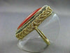 ANTIQUE MASSIVE 14K WHITE & YELLOW GOLD AAA CORAL ELONGATED COCKTAIL RING #22029