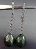 ESTATE LARGE .36CT DIAMOND 18KT WHITE GOLD AAA TAHITIAN PEARL ELONGATED EARRINGS