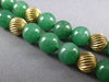 ANTIQUE AAA GREEN JADE 14KT YELLOW GOLD 3D CLASSIC BEADED 2 ROW BRACELET #2631