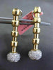 ESTATE LONG 1.10CT DIAMOND 14KT WHITE & YELLOW GOLD CIRCULAR DOME DROP EARRINGS