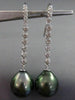 ESTATE LARGE .36CT DIAMOND 18KT WHITE GOLD AAA TAHITIAN PEARL ELONGATED EARRINGS