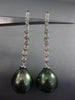 ESTATE LARGE .36CT DIAMOND 18KT WHITE GOLD AAA TAHITIAN PEARL ELONGATED EARRINGS