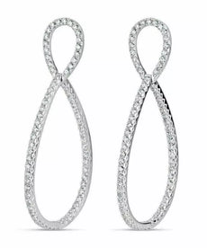 ESTATE LARGE 2.25CT DIAMOND 18KT WHITE GOLD LOVE KNOT INFINITY HANGING EARRINGS