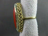 ANTIQUE MASSIVE 14K WHITE & YELLOW GOLD AAA CORAL ELONGATED COCKTAIL RING #22029