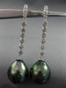 ESTATE LARGE .36CT DIAMOND 18KT WHITE GOLD AAA TAHITIAN PEARL ELONGATED EARRINGS