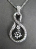 ESTATE .25CT DIAMOND 18KT WHITE GOLD SOLITAIRE INFINITY FLOATING PENDANT & CHAIN