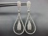 ESTATE LARGE 1.50CT DIAMOND 14K WHITE GOLD 3D TEAR DROP CLUSTER HANGING EARRINGS