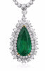 22.30CT DIAMOND & AAA EMERALD 18KT TWO TONE GOLD TEAR DROP HALO TENNIS NECKLACE