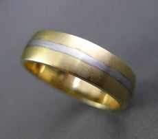ESTATE WIDE 14KT WHITE & YELLOW GOLD MATTE WEDDING ANNIVERSARY RING 6mm #23532