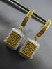 ESTATE .58CT WHITE & FANCY YELLOW DIAMOND 18KT YELLOW GOLD 3D SQUARE EARRINGS