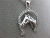 ESTATE .19CT DIAMOND 14K WHITE GOLD HORSE SHOE LUCKY FLOATING PENDANT WITH CHAIN