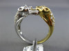 ESTATE .79CT ROUND DIAMOND 18KT WHITE & YELLOW GOLD 3D DOUBLE PANTHER LOVE RING