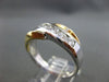 ESTATE 1.20CT DIAMOND 14KT TWO TONE GOLD DIAGONAL WAVE ANNIVERSARY RING #19620