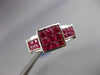 ESTATE WIDE 3.07CT DIAMOND & RUBY 18KT WHITE GOLD SQUARE FRIENDSHIP PROMISE RING