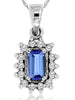 ESTATE .40CT DIAMOND & TANZANITE 14KT WHITE GOLD CLASSIC FLOWER FLOATING PENDANT