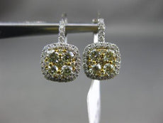 ESTATE 1.12CT WHITE & FANCY YELLOW DIAMOND 14K 2 TONE GOLD 3D HANGING EARRINGS
