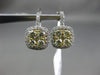 ESTATE 1.12CT WHITE & FANCY YELLOW DIAMOND 14K 2 TONE GOLD 3D HANGING EARRINGS