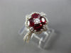 ESTATE 1.50CT DIAMOND & AAA RUBY 18KT WHITE GOLD FLOWER HALO SQUARE PROMISE RING