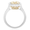 ESTATE .91CT WHITE & FANCY YELLOW DIAMOND 14K WHITE GOLD SQUARE ANNIVERSARY RING
