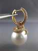 ESTATE LARGE 1.55CT DIAMOND & AAA SOUTH SEA PEARL 18K ROSE GOLD HANGING EARRINGS