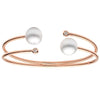 ESTATE WIDE .12CT DIAMOND & AAA SOUTH SEA PEARL 18K ROSE GOLD 3D BANGLE BRACELET