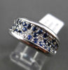 ANTIQUE 1.58CT DIAMOND & SAPPHIRE 18K WHITE GOLD 3 ROW WEDDING ANNIVERSARY RING