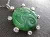 ANTIQUE LARGE 1.12CT DIAMOND & AAA JADE 18KT WHITE GOLD & PLATINUM BIRD PENDANT