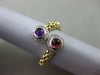 ESTATE WIDE .90CT DIAMOND GARNET & AMETHYST 14K TWO TONE GOLD FLEXIBLE LOVE RING