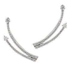 ESTATE .44CT DIAMOND 18KT WHITE GOLD CLASSIC ROW SHOOTING STAR HANGING EARRINGS
