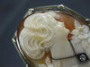 ANTIQUE LARGE .07CT DIAMOND CLASSIC LADY FLOWER CAMEO PIN PENDANT #21437