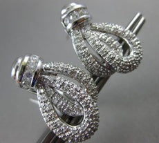 ESTATE WIDE 1.52CT DIAMOND 18KT WHITE GOLD 3D LOVE KNOT CLIP ON HANGING EARRINGS