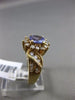ESTATE WIDE 1.70CT DIAMOND & TANZINITE 14KT YELLOW GOLD 3D CLUSTER INFINITY RING