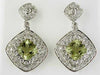 3.35CT DIAMOND & AAA LEMON QUARTZ 14K WHITE GOLD 3D CUSHION HALO SQUARE EARRINGS