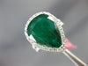ESTATE EXTRA LARGE 6.27CT DIAMOND & AAA EMERALD 18KT WHITE GOLD ENGAGEMENT RING