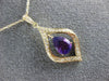 ESTATE .82CT DIAMOND & AAA AMETHYST 14K YELLOW GOLD 3D TEAR DROP LEAF PENDANT
