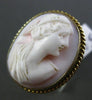 ANTIQUE LARGE 14KT YELLOW GOLD HANDCRAFTED LADY CAMEO FILIGREE ROPE RING