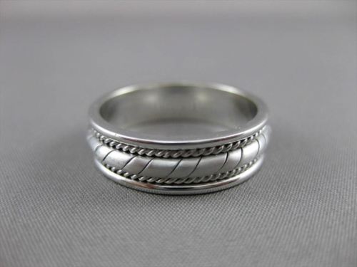 ESTATE WIDE 14KT WHITE GOLD TRIPLE ROPE WEDDING ANNIVERSARY RING 6mm #23159