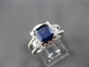 ESTATE 2.69CT DIAMOND & AAA SAPPHIRE 18KT WHITE GOLD HALO SQUARE ENGAGEMENT RING