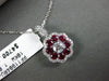 ESTATE 2.4CT DIAMOND & AAA RUBY 18K WHITE GOLD SOLITAIRE FLOWER FLOATING PENDANT