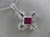 ANTIQUE .50CT DIAMOND & AAA RUBY 14KT WHITE GOLD FLOWER FILIGREE PENDANT #11718
