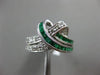 ESTATE WIDE .91CT DIAMOND & AAA EMERALD 18KT WHITE GOLD 3D LOVE KNOT FUN RING