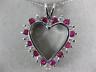 ESTATE LARGE 2.26CT DIAMOND & AAA RUBY 14KT WHITE GOLD OPEN HEART PENDANT #12165