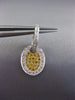 ESTATE .80CT WHITE & FANCY YELLOW DIAMOND 18KT WHITE GOLD OVAL HANGING EARRINGS