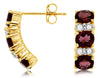 ESTATE 2.62CT DIAMOND & AAA RHODOLITE 14KT YELLOW GOLD 3 STONE HANGING EARRINGS