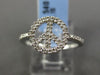 ESTATE .15CT ROUND DIAMOND 14KT WHITE GOLD 3D OPEN PEACE SIGN FRIENDSHIP RING