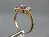 ESTATE 1.17CT DIAMOND & AAA AMETHYST 14KT ROSE GOLD 3D SQUARE FLOWER LOVE RING