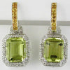 9.35CT DIAMOND & AAA LEMON QUARTZ 14KT WHITE GOLD 3D EMERALD CUT HALO EARRINGS